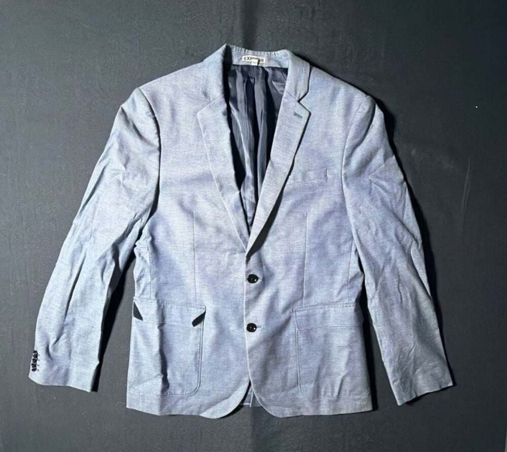 Express Photographer Slim Fit Two-Button Blue Sport Coat Blazer